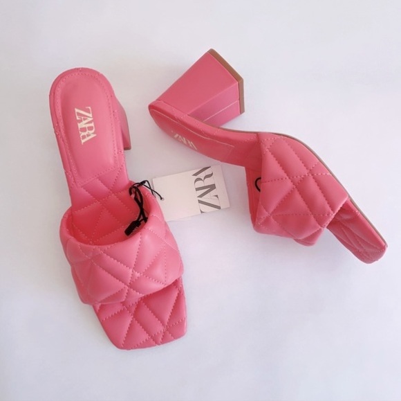 Zara Quilted Padded Heeled Sandals